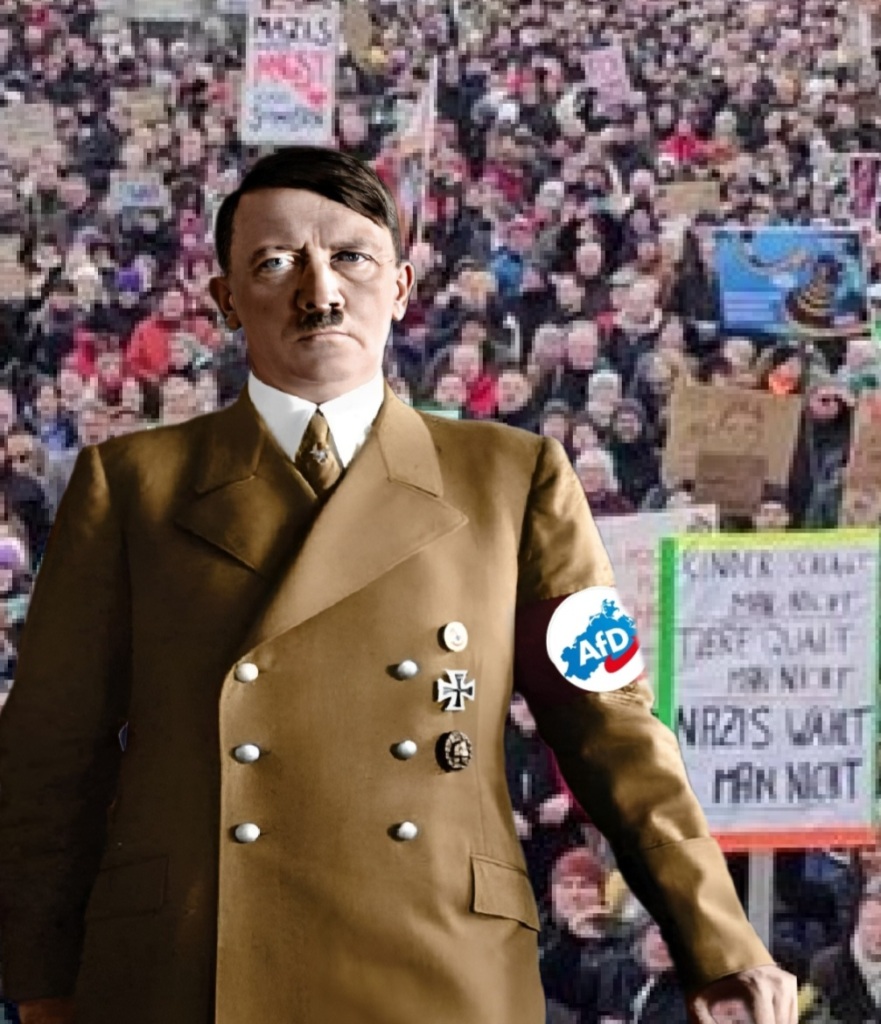 Adolf Hitler auferstanden in aktuellen Demonstrationen gegen die AfD